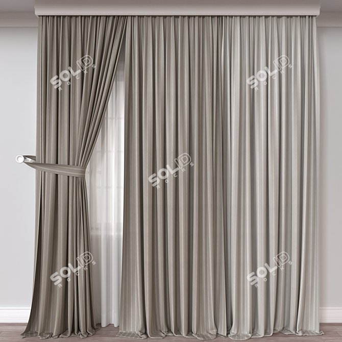 Modern Curtain Design 3D Model 3D model image 1