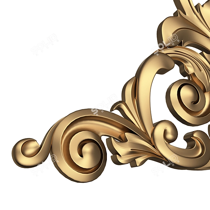 Ornate Plaster Corner Molding Décor 3D model image 3