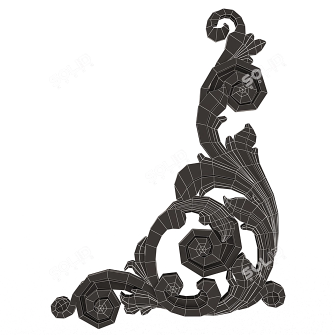 Ornate Plaster Corner Molding Décor 3D model image 7