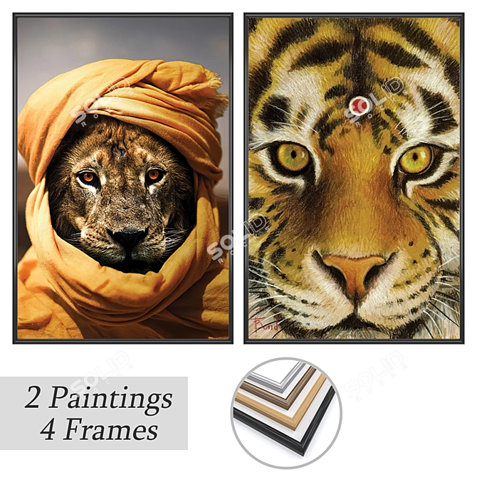 Modern Wall Art Set & Frames 3D model image 1