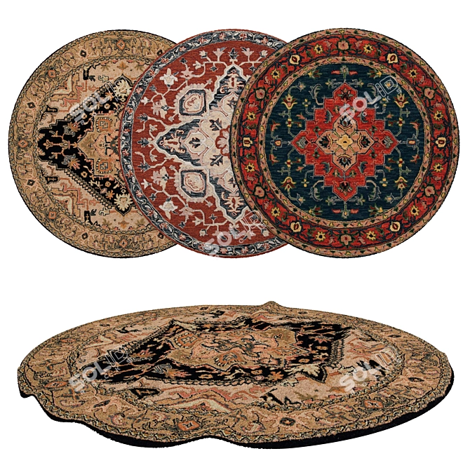 Set of 6 Round Carpets 3D model image 1