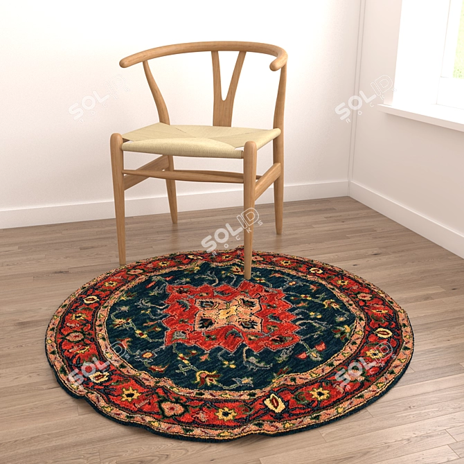 Set of 6 Round Carpets 3D model image 6