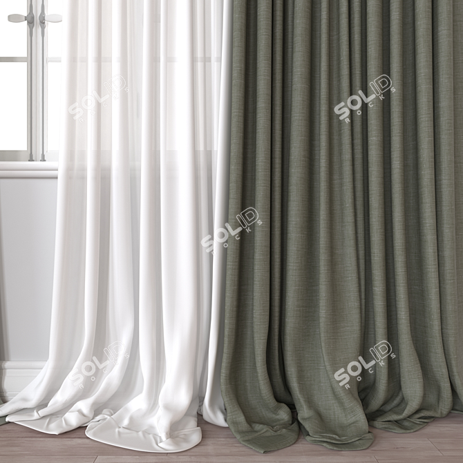 3D Curtain Model Render Export 3D model image 2