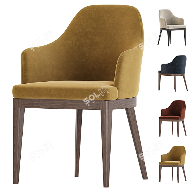 MARCO Upholstered Wooden Chair 3D model image 2