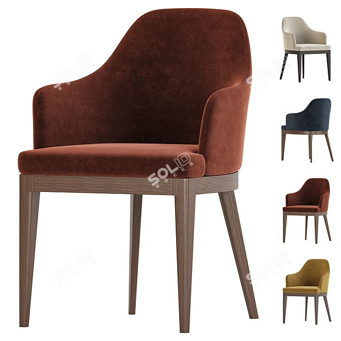 MARCO Upholstered Wooden Chair 3D model image 3