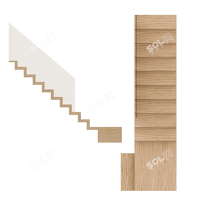 Sleek Wood Staircase Design 3D model image 2