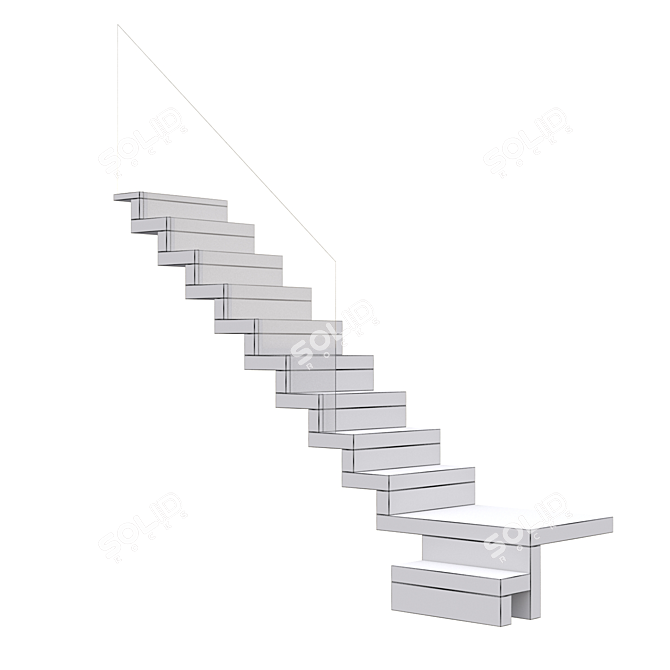 Sleek Wood Staircase Design 3D model image 3