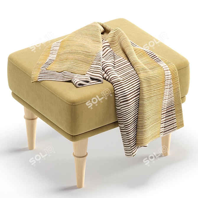 Shento Velvet Pouffe Ottoman Set 3D model image 4