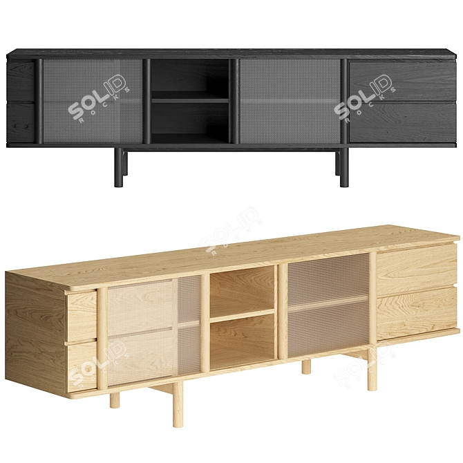 Japanese Inspired Rikyu Media Console 3D model image 1