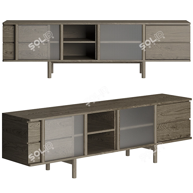 Japanese Inspired Rikyu Media Console 3D model image 3