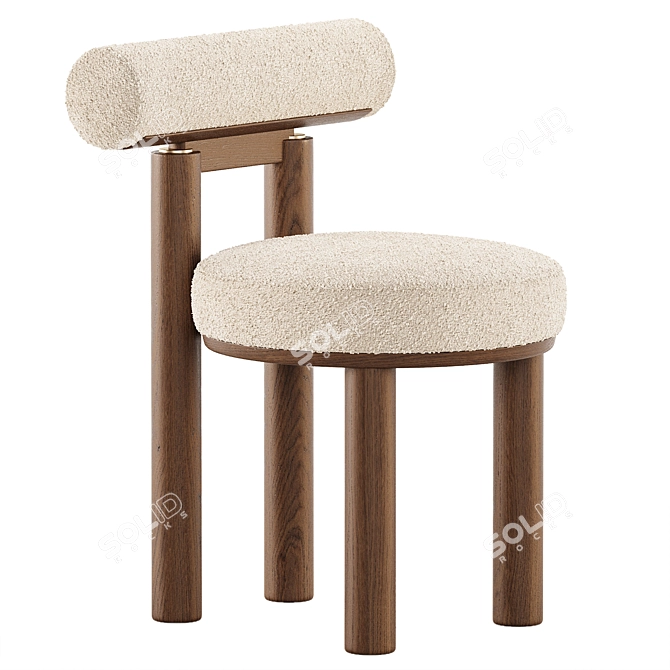 Modern Upholstered Dining Chair 3D model image 2