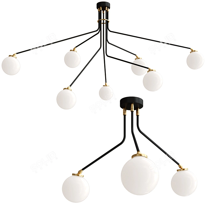 Elegant Opal Pendant Lamps Array 3D model image 1