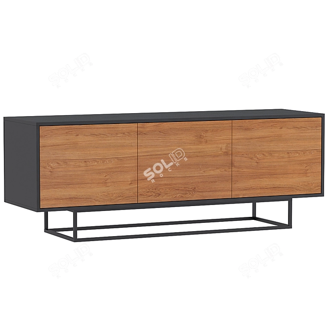 Vintage Walnut Black Sideboard 3D model image 1