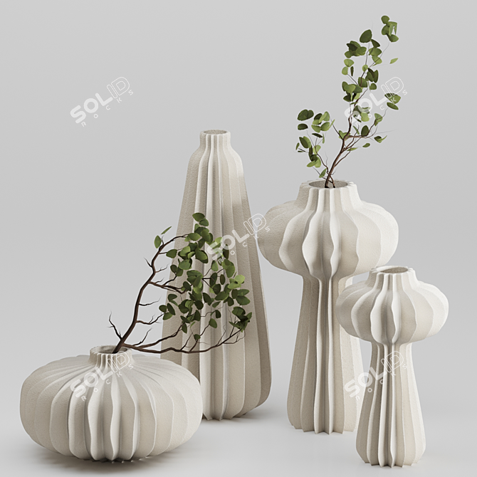 Elegant Lithos Vase Set 01 3D model image 1