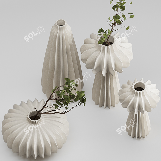 Elegant Lithos Vase Set 01 3D model image 3