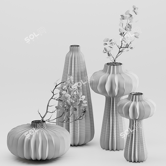 Elegant Lithos Vase Set 01 3D model image 4