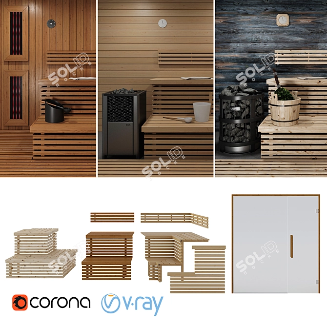 Modular Sauna Set Kit 3D model image 1