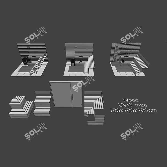 Modular Sauna Set Kit 3D model image 6