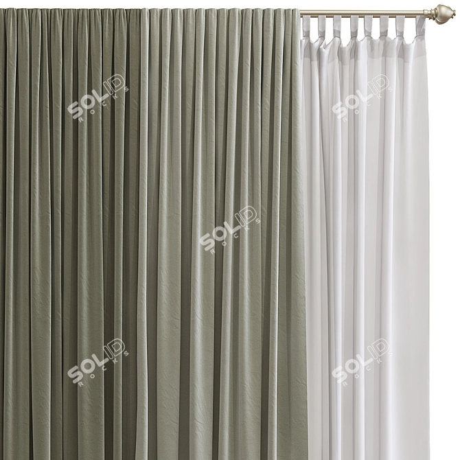 Refined Curtain No.184 3D model image 3