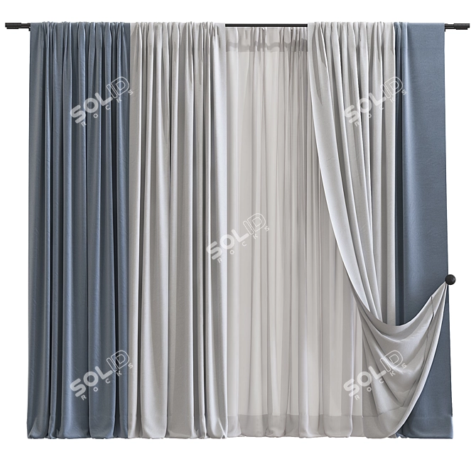 Tactile Timeworn Curtain Panel 3D model image 1