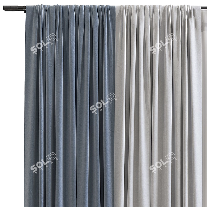 Tactile Timeworn Curtain Panel 3D model image 3