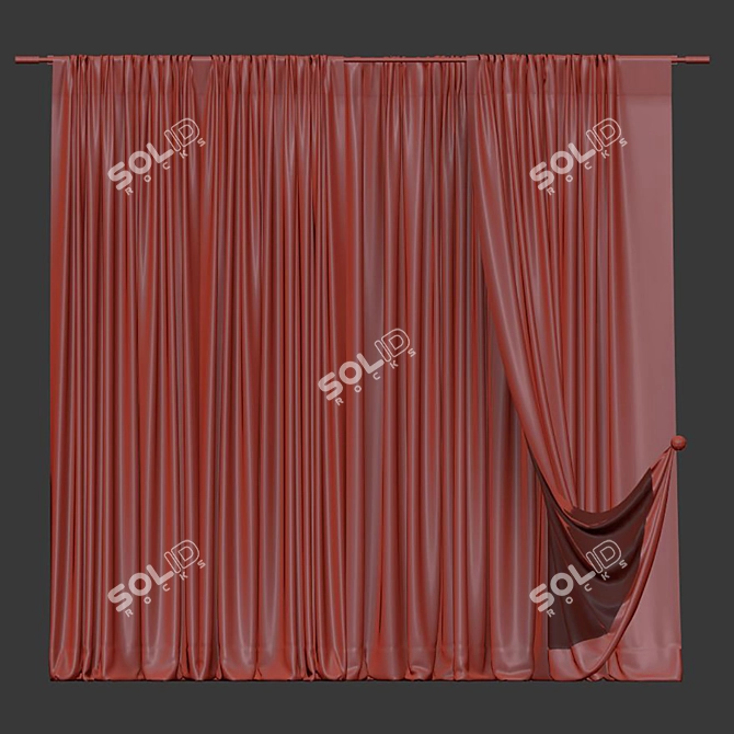 Tactile Timeworn Curtain Panel 3D model image 4