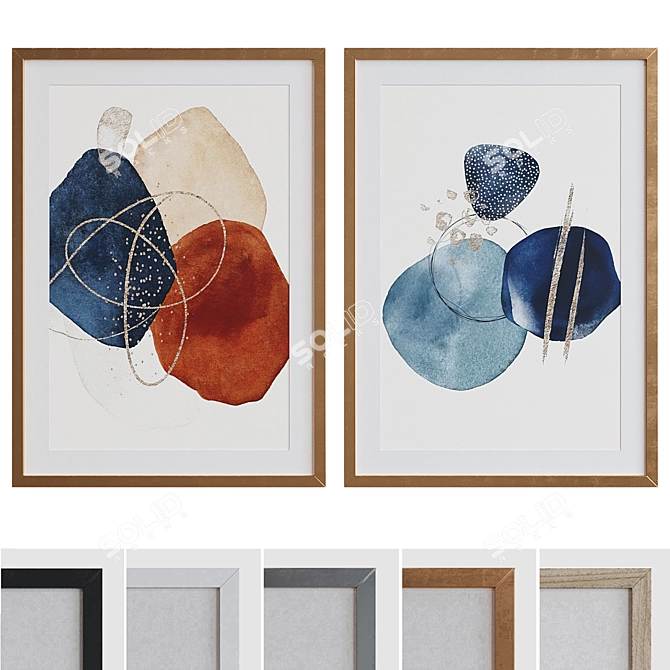 Modern Abstract Picture Frame Set 3D model image 1