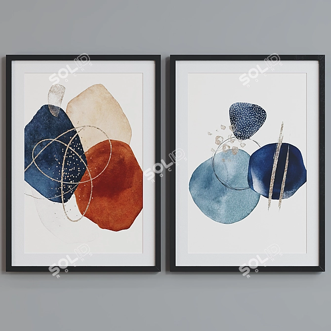 Modern Abstract Picture Frame Set 3D model image 2