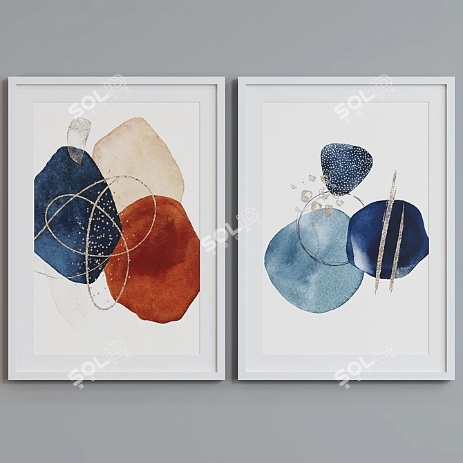 Modern Abstract Picture Frame Set 3D model image 3