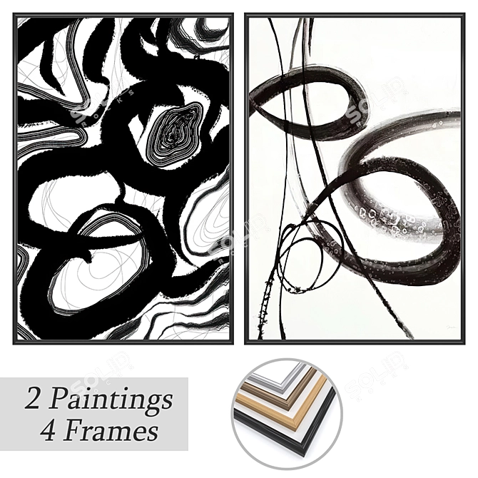  Art Print Set with Frames 3D model image 1