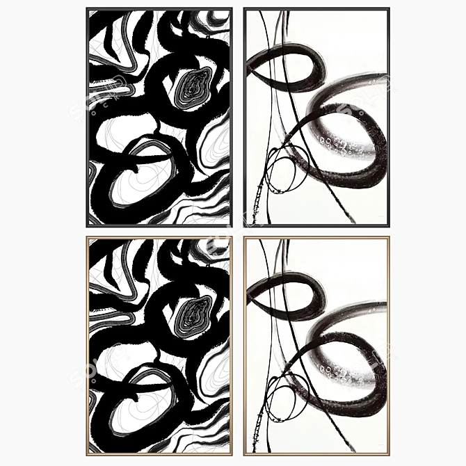  Art Print Set with Frames 3D model image 2