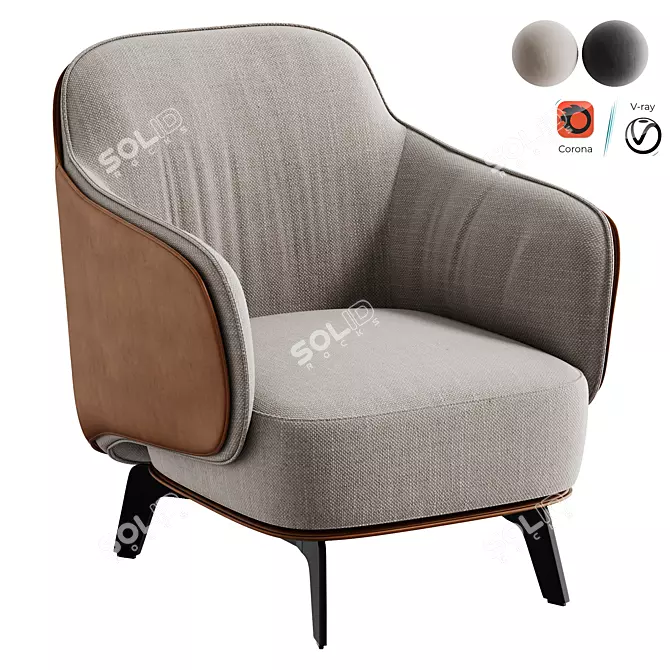 Modern Kaori Armchair Set Design 3D model image 1