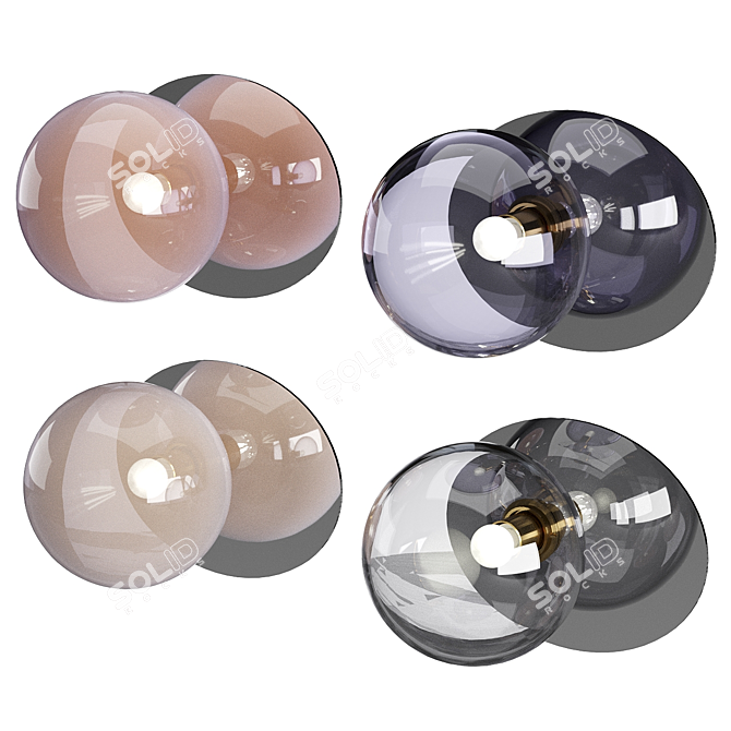 Handcrafted Underlay Glass Ceiling Lamp 3D model image 1