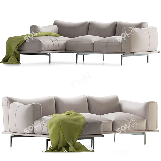  Luxe Leather Sectional Sofa 3D model image 2