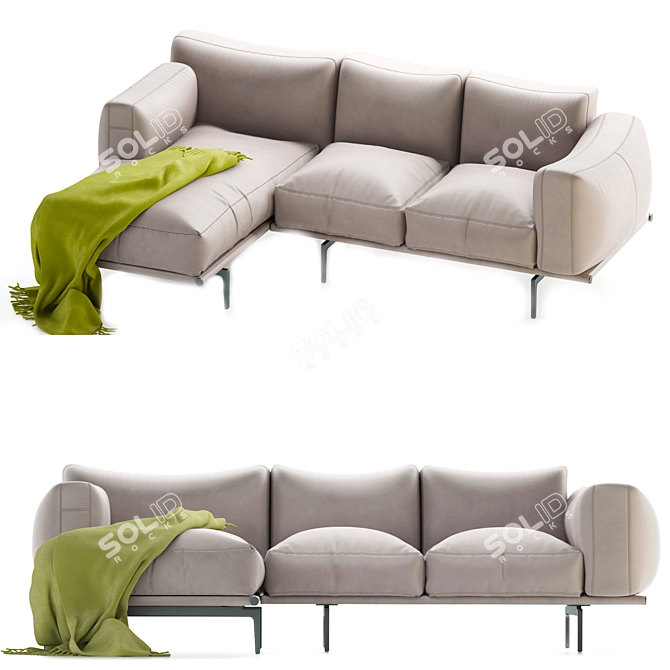  Luxe Leather Sectional Sofa 3D model image 3