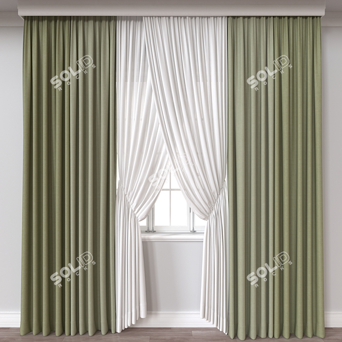 Luxury Window Curtain Set - 3D Model 3D model image 1