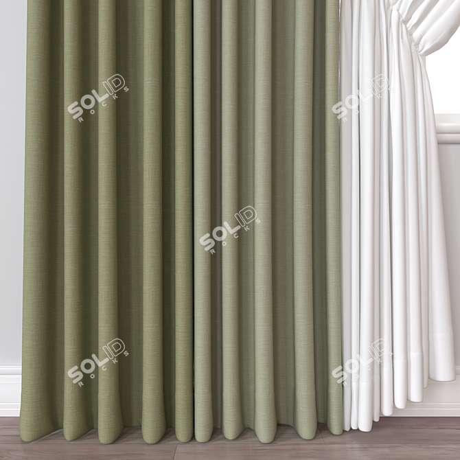 Luxury Window Curtain Set - 3D Model 3D model image 2