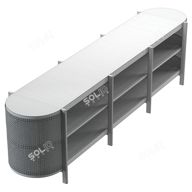 Rattan Insert Ash Wood Cabinet 3D model image 6