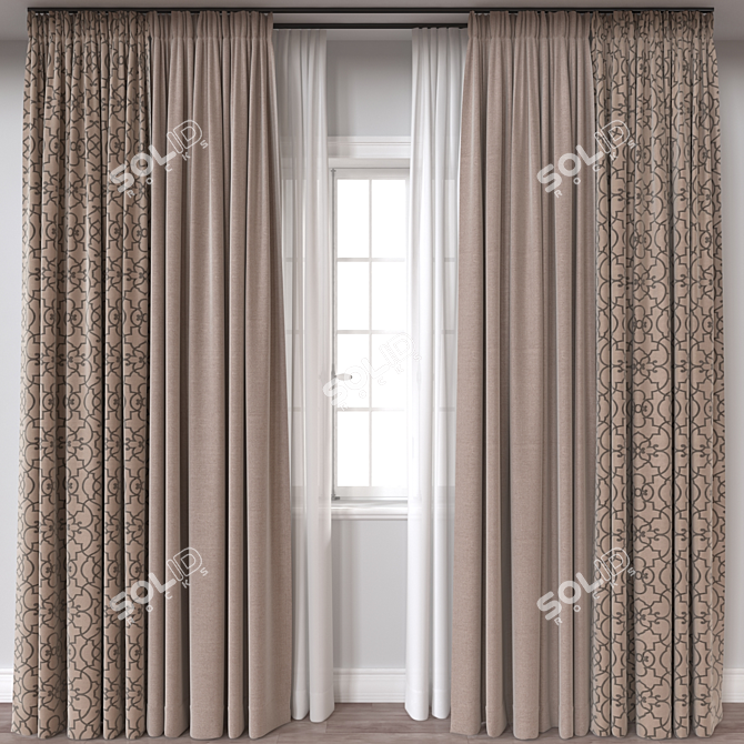 Versatile 3D Curtain Model 3D model image 1