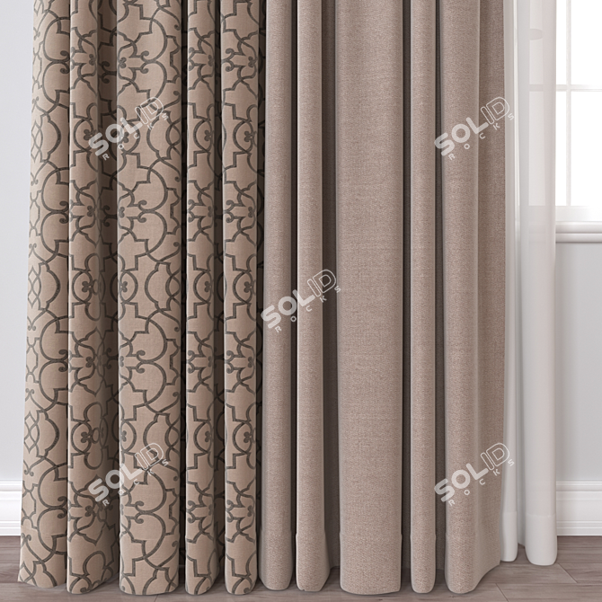 Versatile 3D Curtain Model 3D model image 2