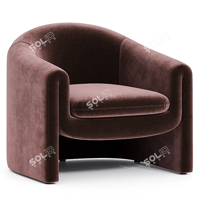  Modern Velvet Wide Barrel Chair 3D model image 3