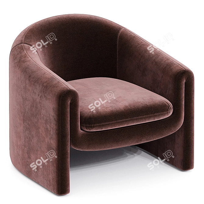  Modern Velvet Wide Barrel Chair 3D model image 4