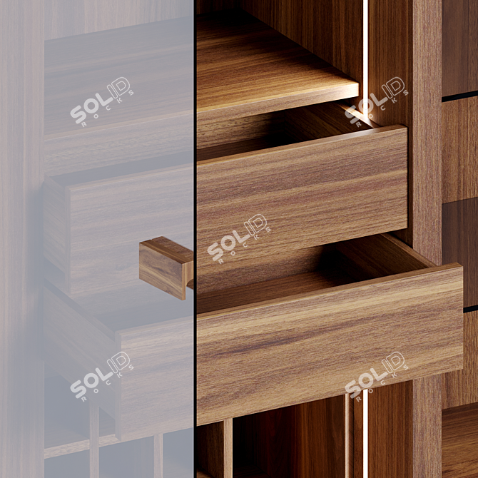 Modern Blockboard Storage Unit 3D model image 3