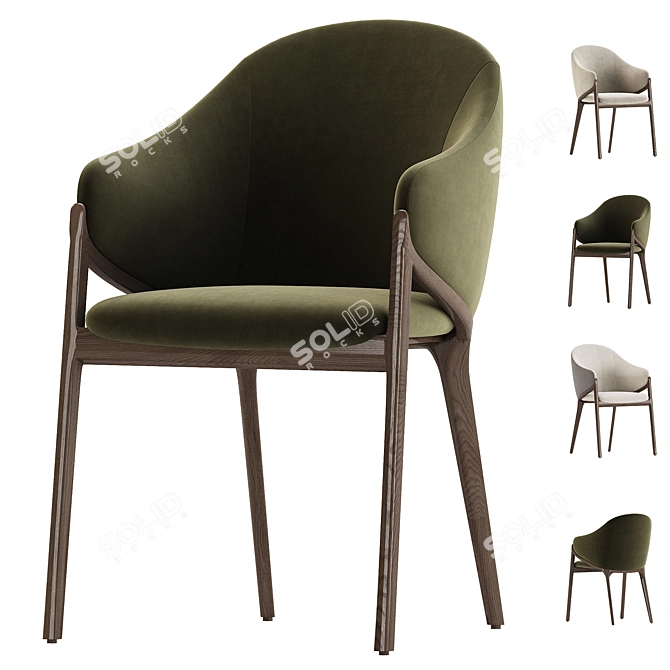 Modern Walnut Chair ACH200 Design 3D model image 3