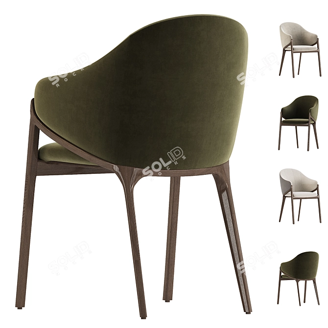 Modern Walnut Chair ACH200 Design 3D model image 4