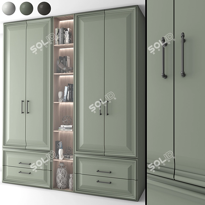 Customizable Neoclassical Wardrobe Design 3D model image 1