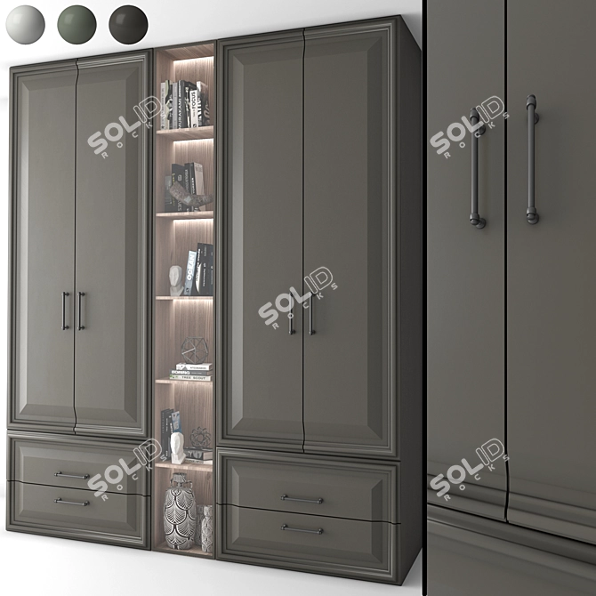 Customizable Neoclassical Wardrobe Design 3D model image 3