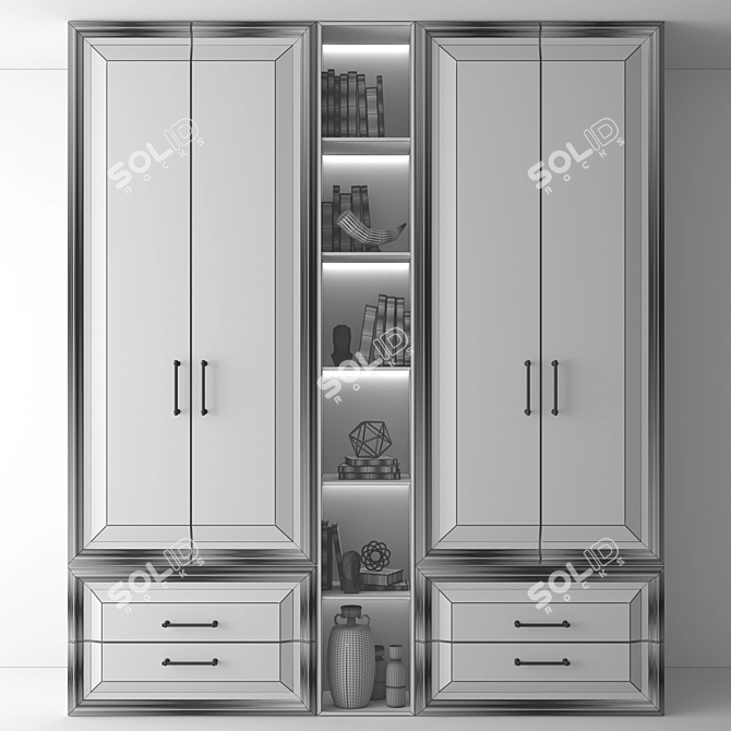 Customizable Neoclassical Wardrobe Design 3D model image 4