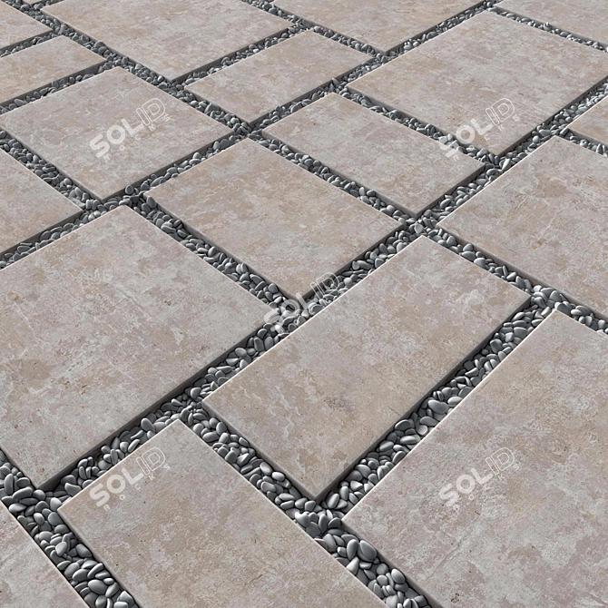 Smooth Pebble Paving Tiles 3D 3D model image 1