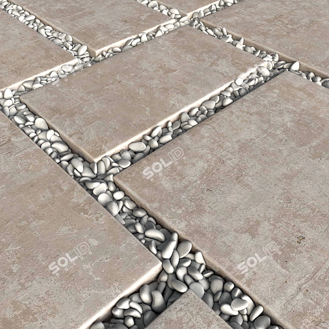 Smooth Pebble Paving Tiles 3D 3D model image 5